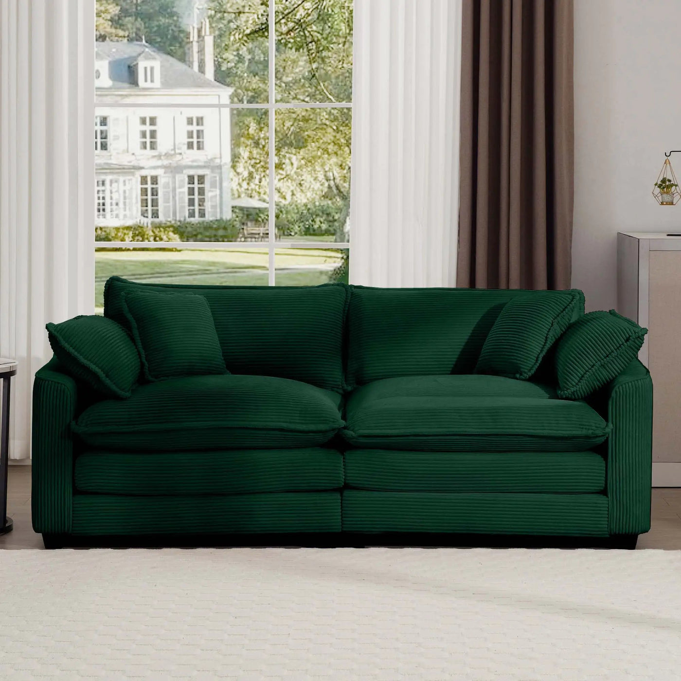 Modern 2 Seater With 4 Pillows, Upholstered Deep Seating Loveseat by HouseOfZazla