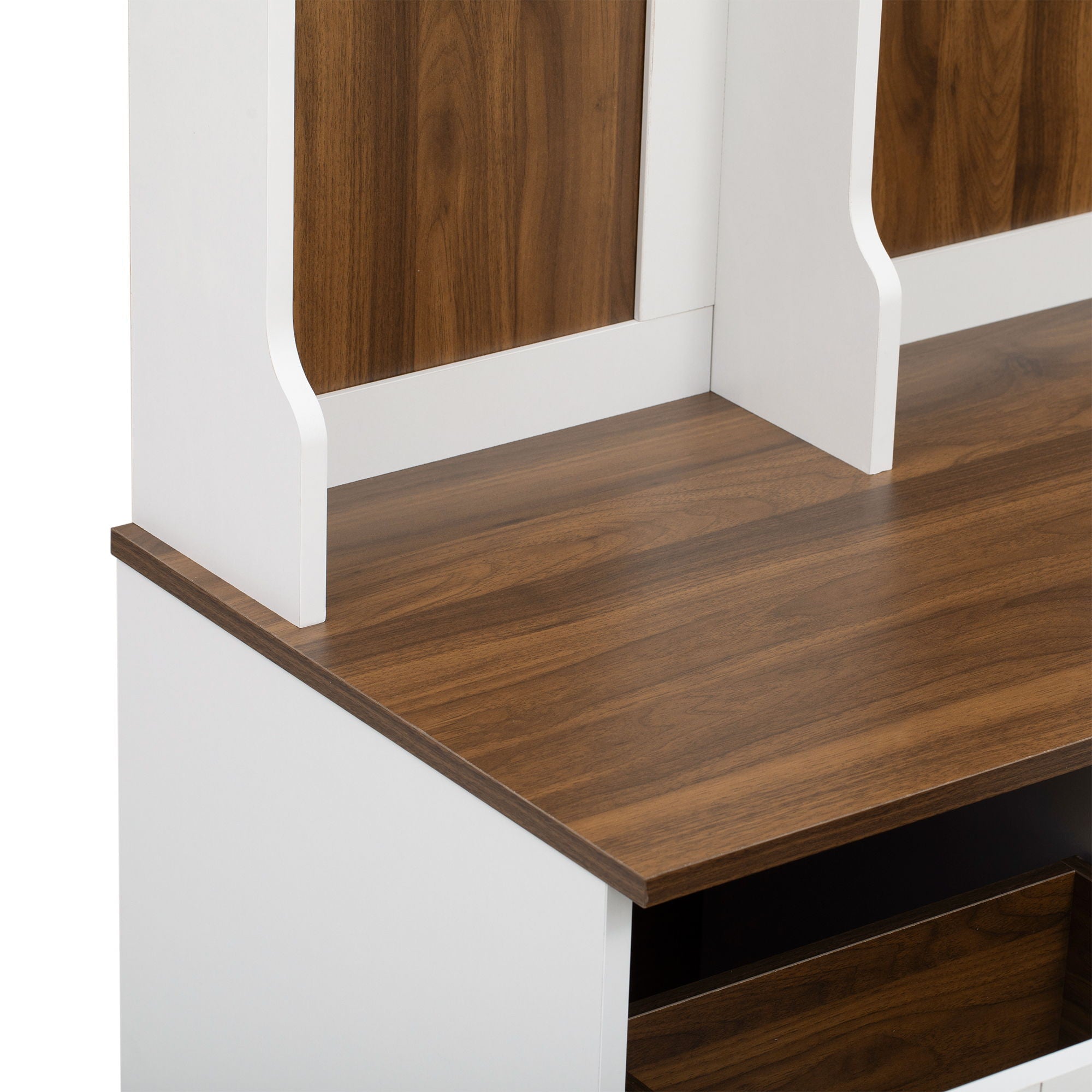 5 In 1 Entryway Bench With Coat Rack, 7 Sturdy Hooks, 2 Spacious Drawers And Adjustable Shelves by HouseOfZazla