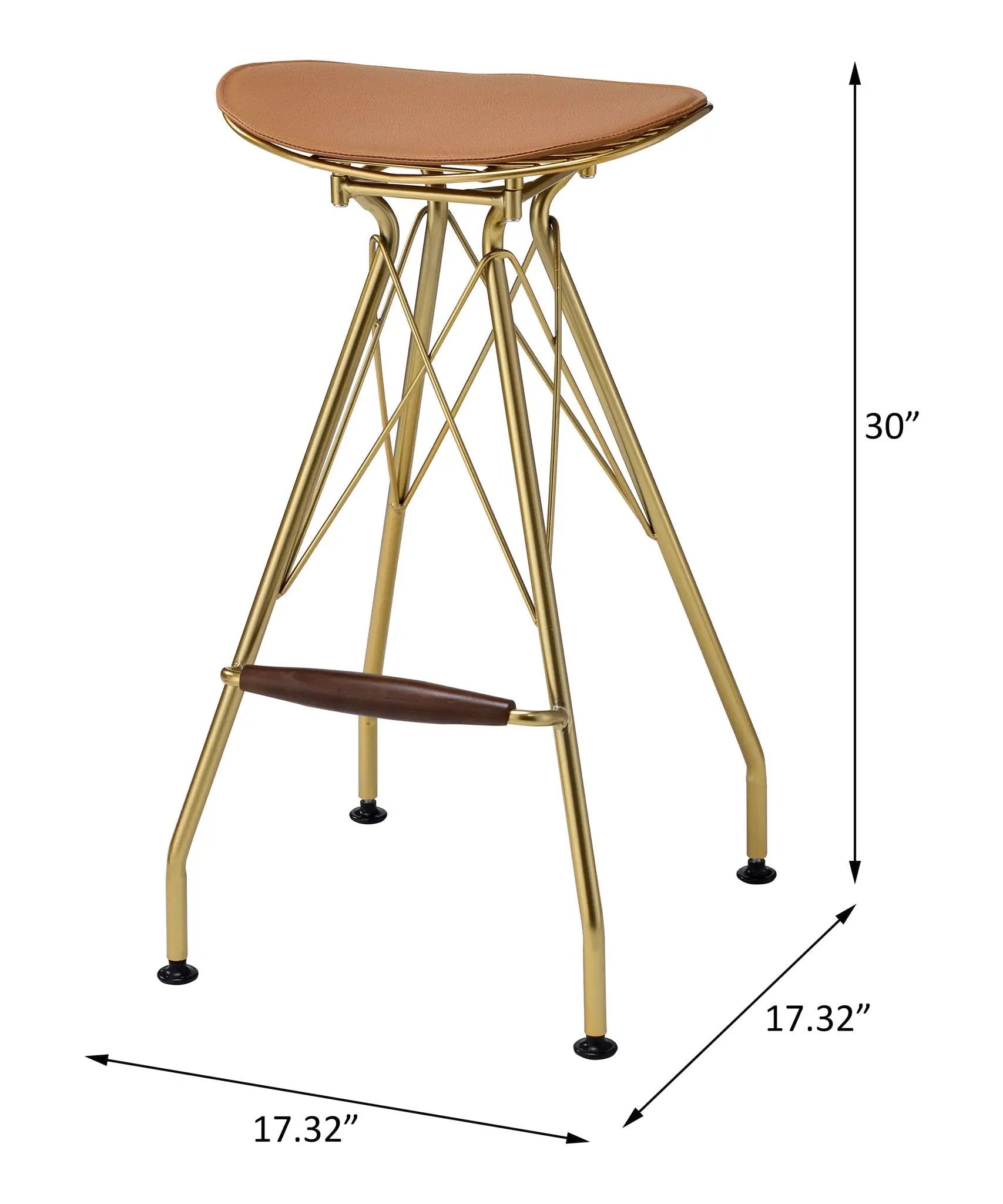 Dragea - Bar Stool (Set of 2) - Whiskey Synthetic Leather & Gold by Unique Piece Furniture