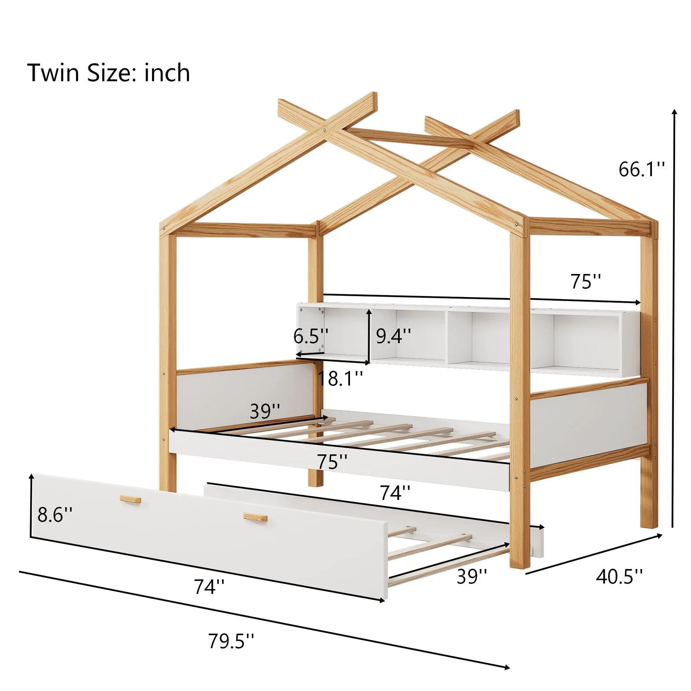 House Bed With Bookshelf Storage by HouseOfZazla