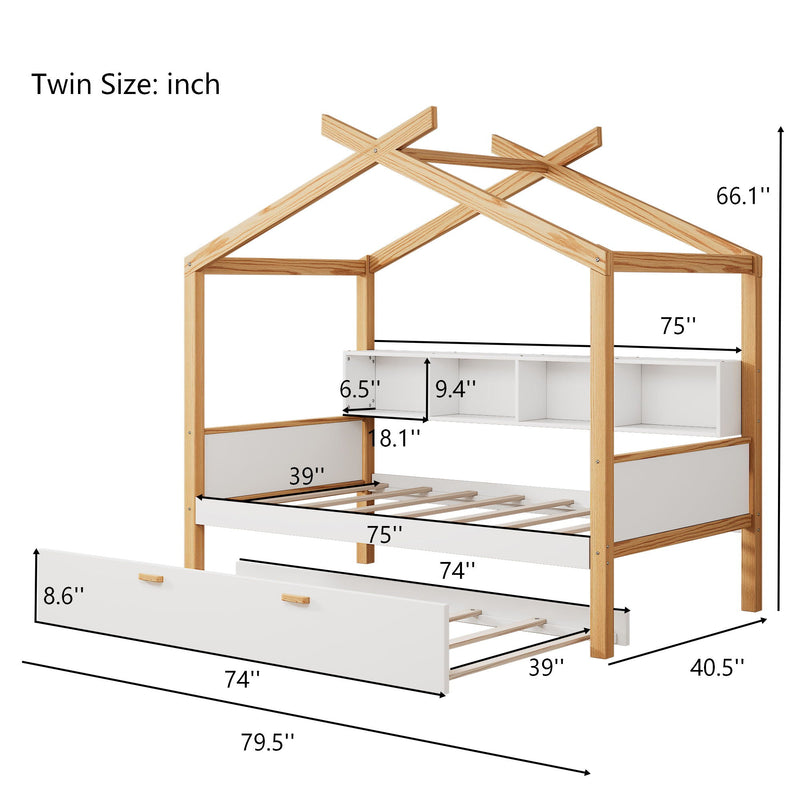 House Bed With Bookshelf Storage by HouseOfZazla