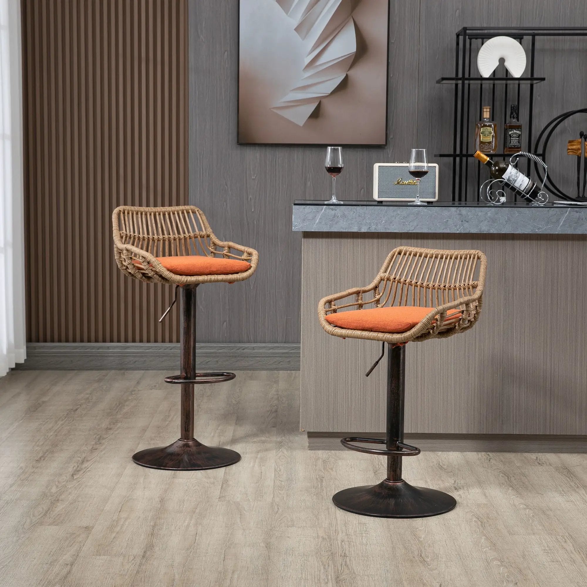Modern Swivel Bar Stools Adjustable Counter Chairs With Footrest (Set of 2) by HouseOfZazla