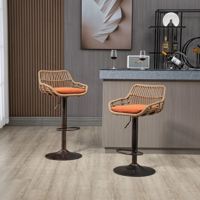 Modern Swivel Bar Stools Adjustable Counter Chairs With Footrest (Set of 2) by HouseOfZazla
