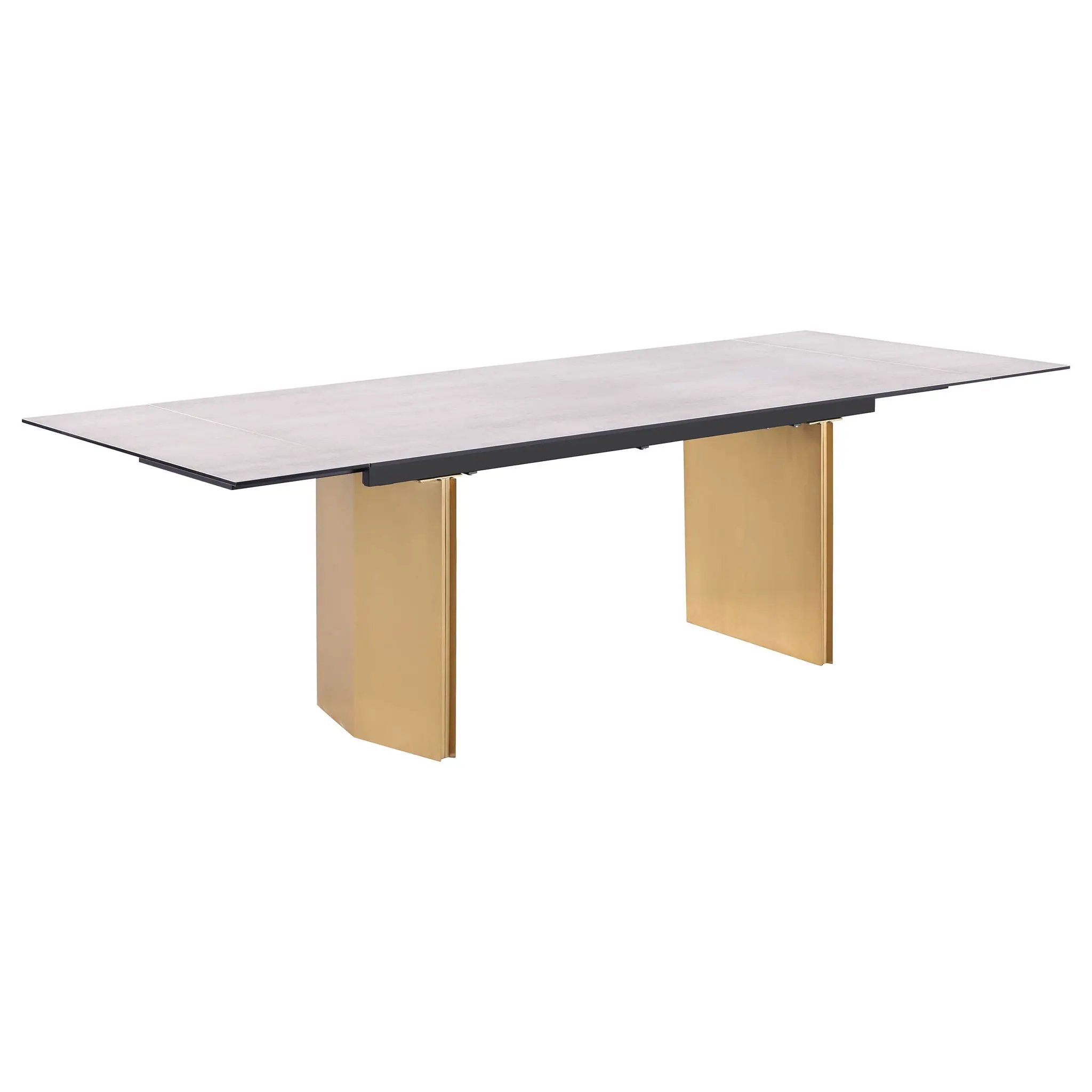 Vesa 97-inch Glass Top Extension Dining Table Beige by Unique Piece Furniture