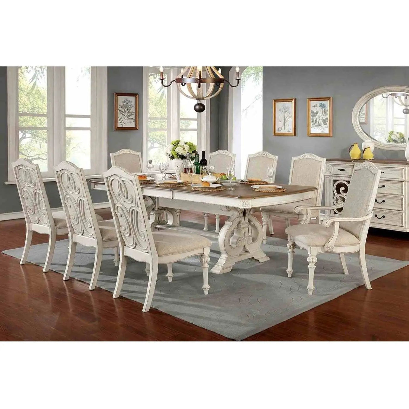 Rustic Dining Set With Table And Upholstered Chairs by HouseOfZazla