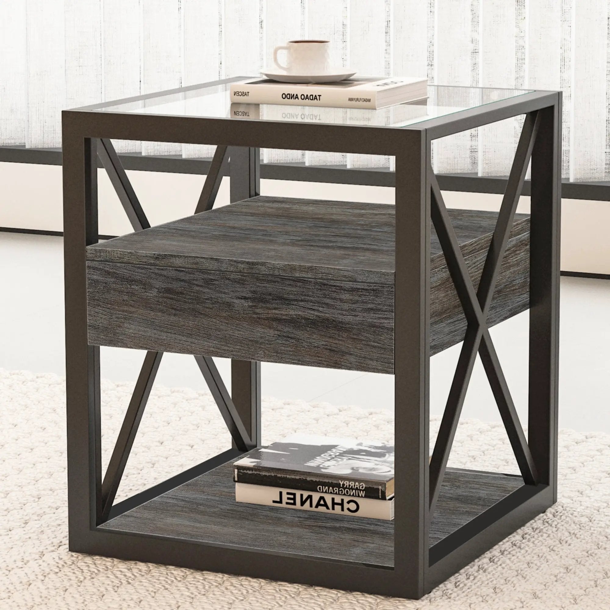 Set of 2 Modern End Tables with Drawer - Nightstands by HouseOfZazla