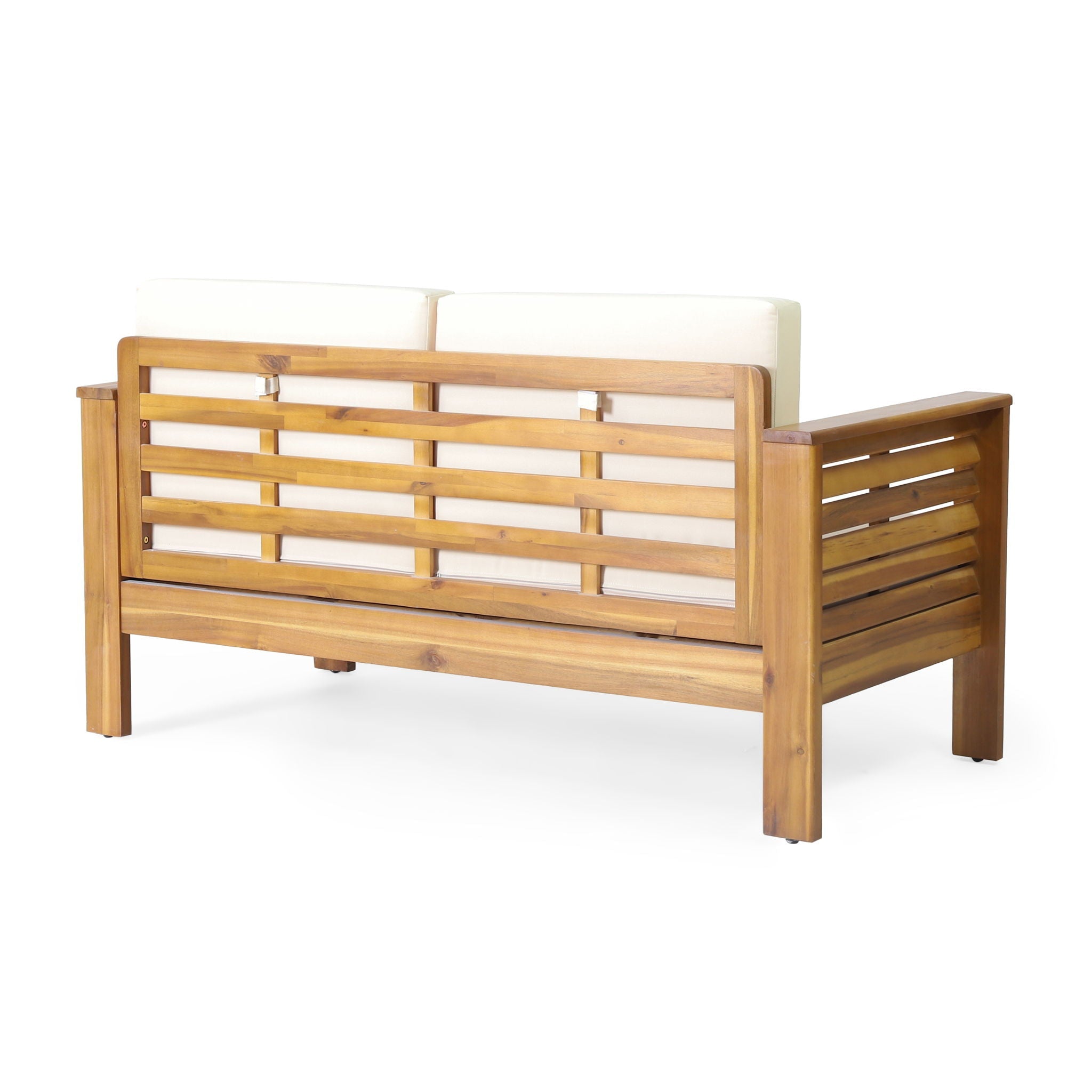 Acacia Wood Loveseat And Coffee Table Set With Cushions by HouseOfZazla