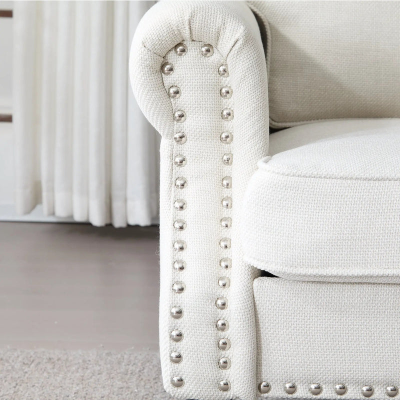 83 Inch Faux Leather Rolled Arm Sofa with Nailhead Trim by HouseOfZazla