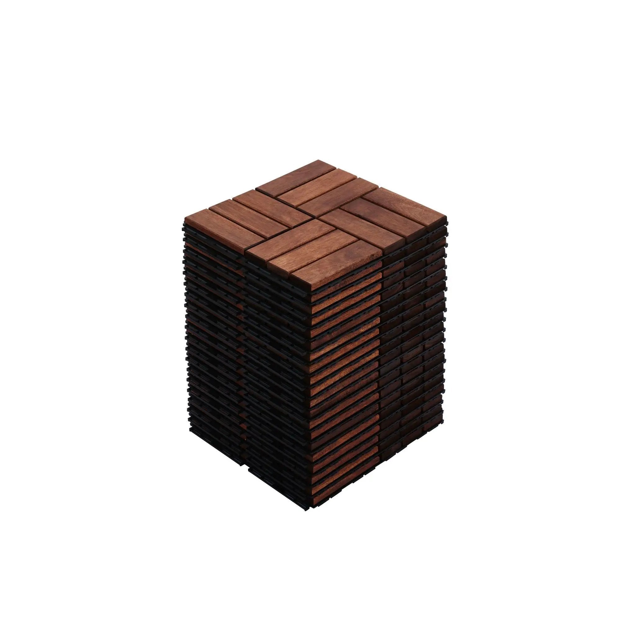 Interlocking Deck Tiles Checker Pattern, Square Acacia Hardwood Outdoor Flooring For Patio, Bancony, Pool Side by HouseOfZazla