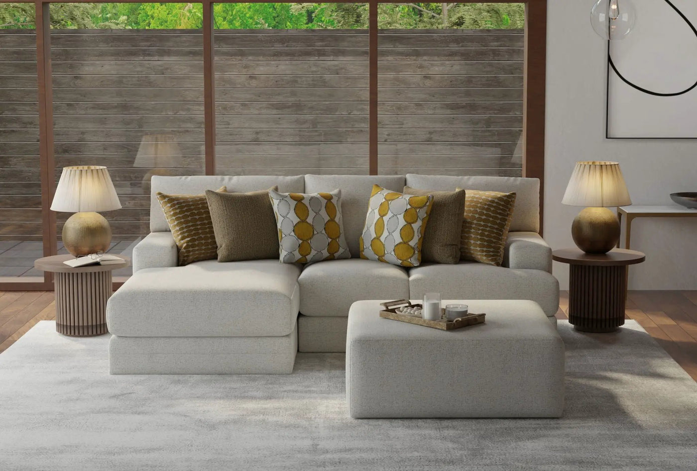 Tori - Sectional With Comfort Coil Seating, Cocktail Ottoman And Accent Pillows Included by Unique Piece Furniture