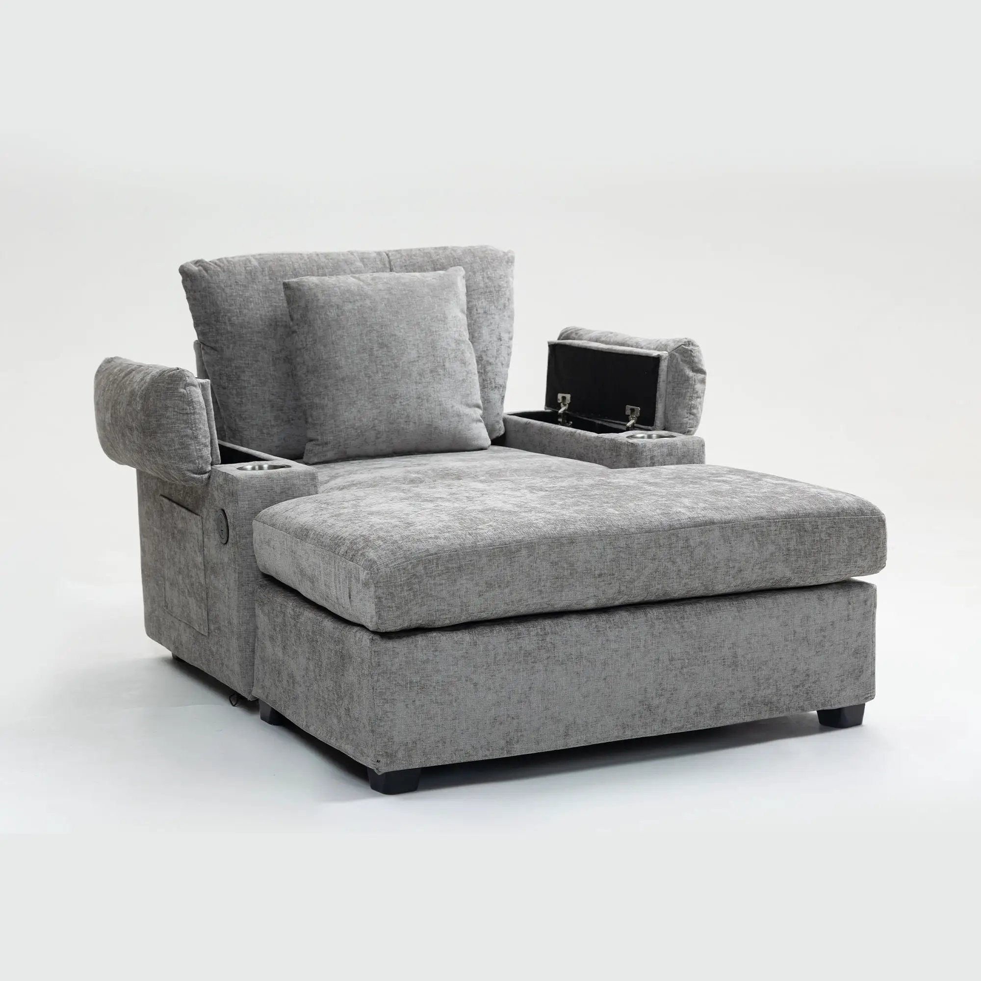 Modern Oversized Chair With Ottoman, Cupholders And USB Charging Ports by HouseOfZazla