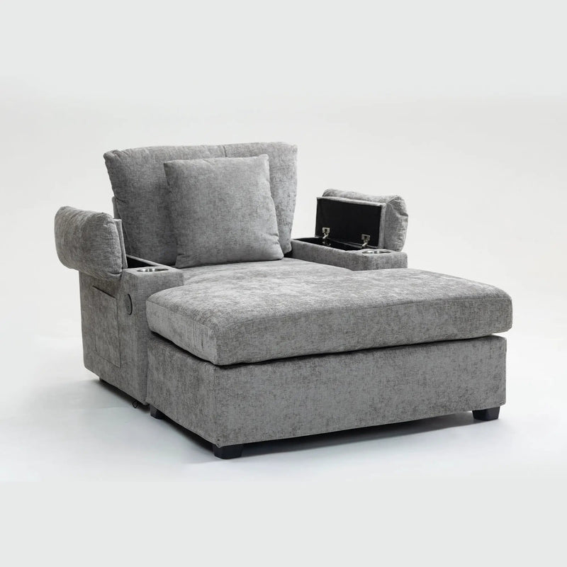 Modern Oversized Chair With Ottoman, Cupholders And USB Charging Ports by HouseOfZazla