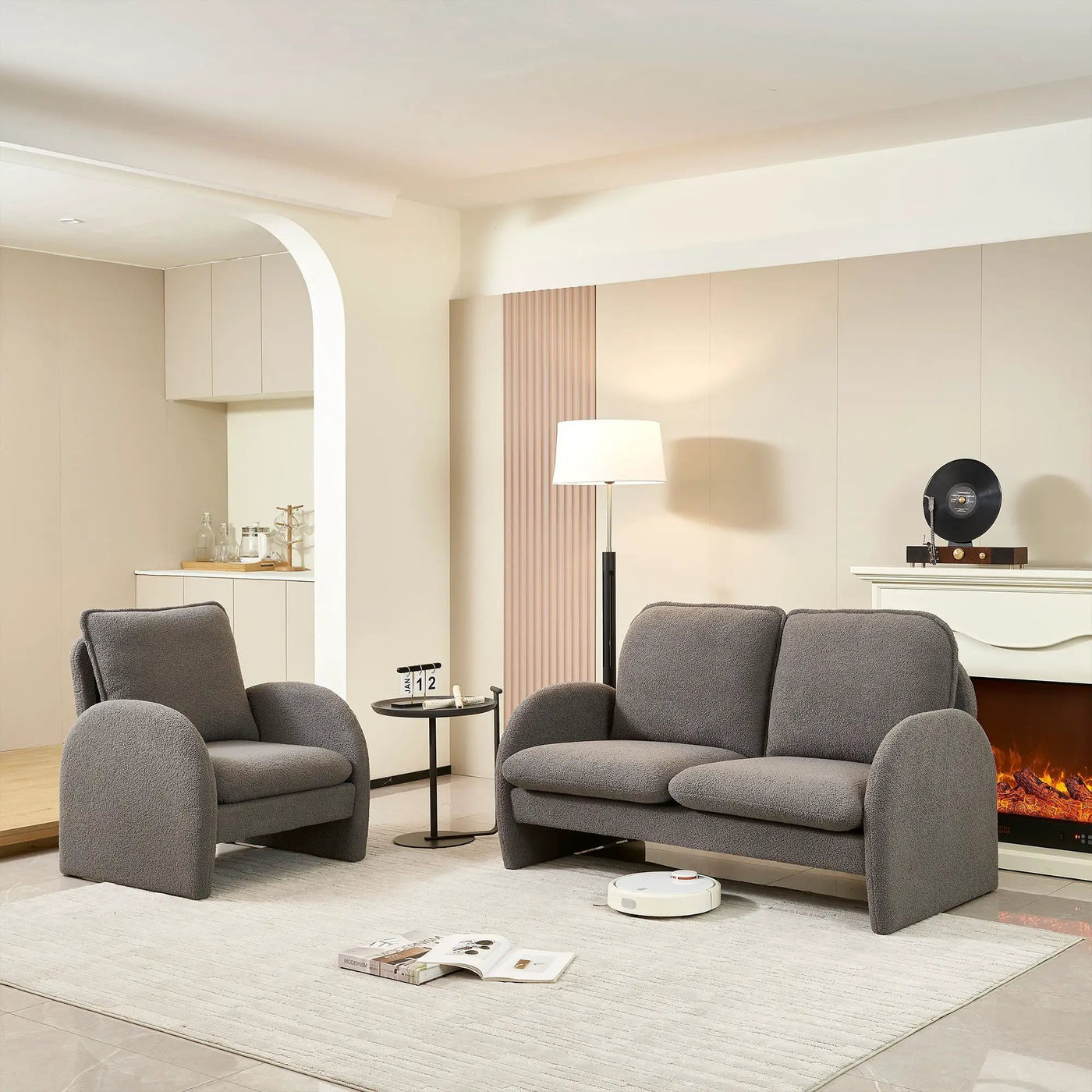 Loveseat Sofa Small Couch For Living Room, Sherpa Fabric Upholstered Loveseat Sofa Couch, Small Loveseat Sofa For Apartment, Bedroom by HouseOfZazla