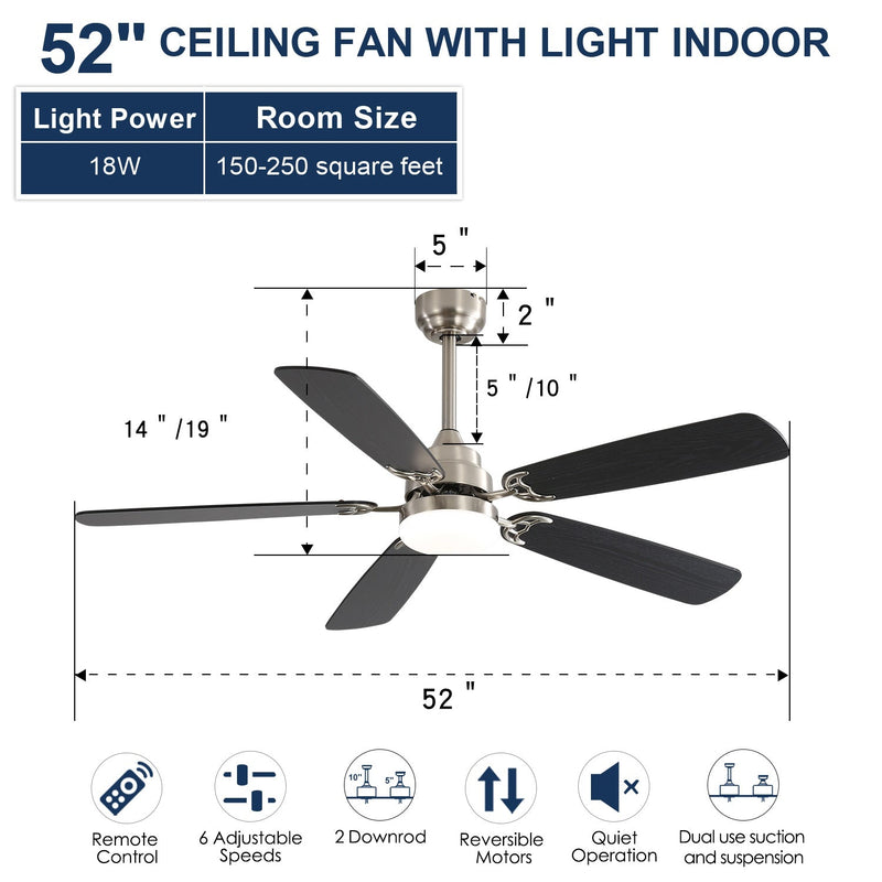 Modern 52-Inch LED Ceiling Fan With Remote Control by HouseOfZazla