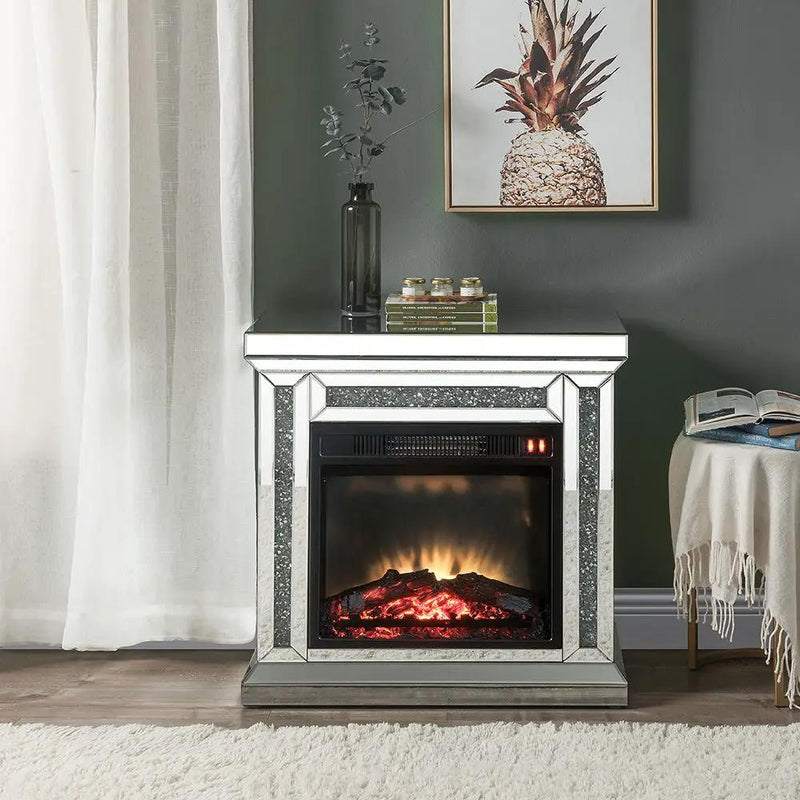 Noralie - 29" Fireplace - Mirrored & Faux Diamonds by Unique Piece Furniture
