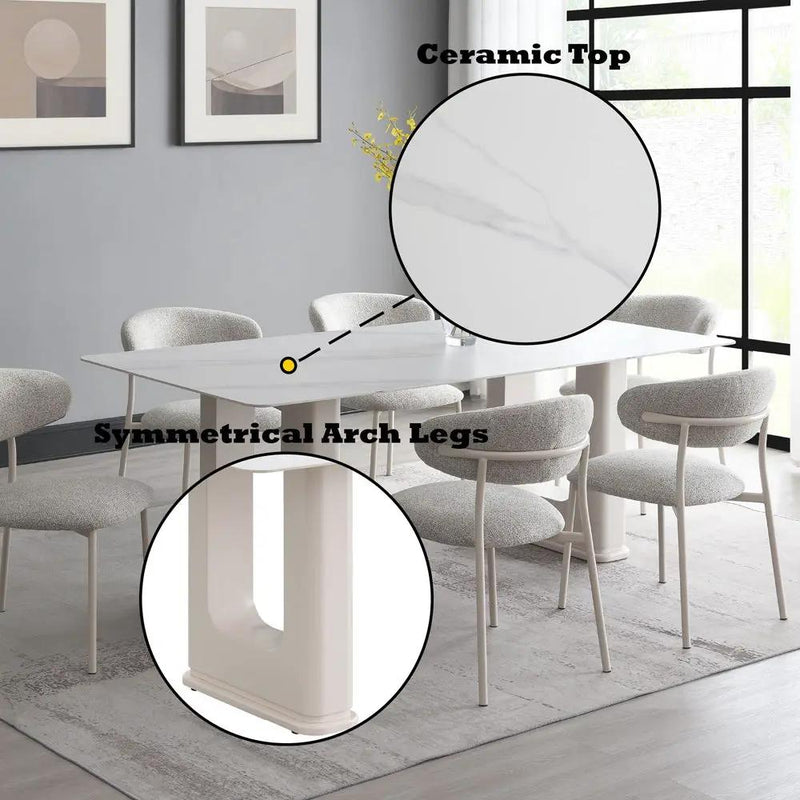 Kalam - Dining Table - Ceramic Top & Beige by Unique Piece Furniture