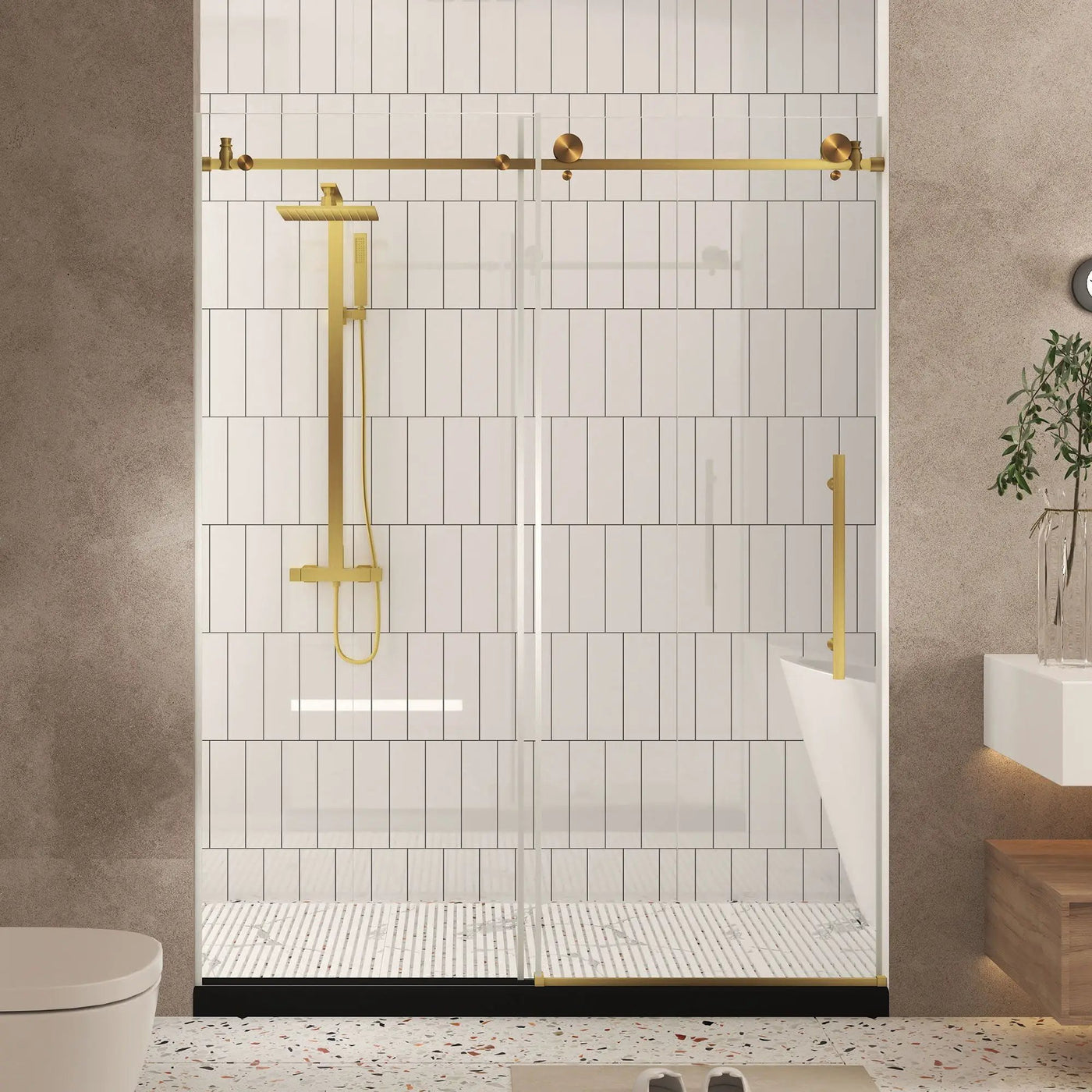 Frameless Shower Door, Smooth Sliding Tracks by HouseOfZazla