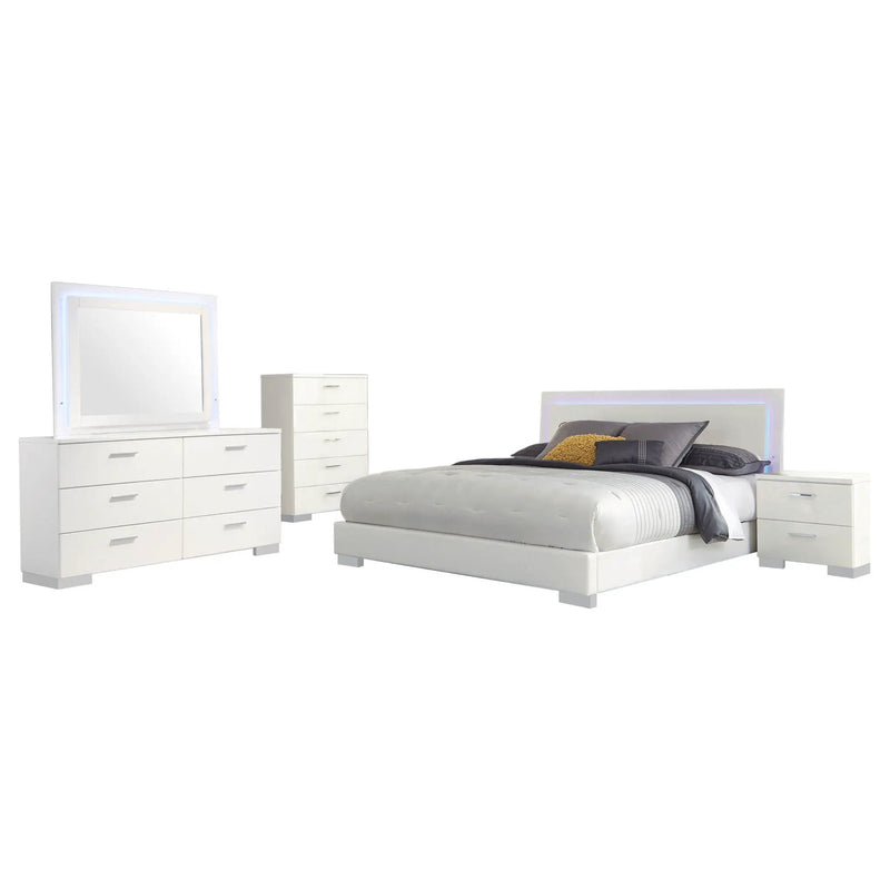 Felicity 5-piece California King Bedroom Set White Gloss by Unique Piece Furniture