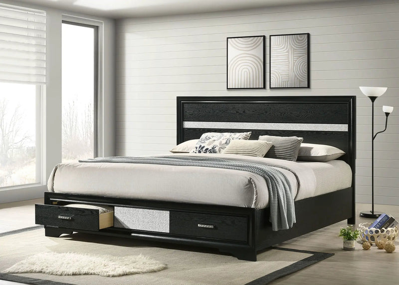 Miranda 51-inch Wood Eastern King Storage Panel Bed Black by Unique Piece Furniture