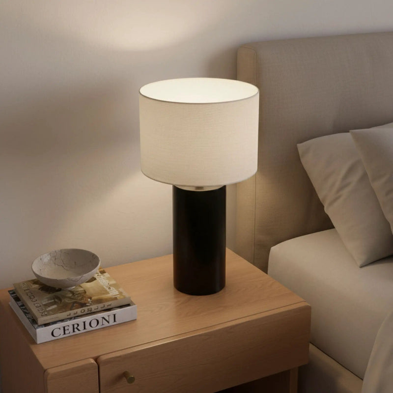 Aura - Table Lamp With On / Off Switch Block Base - Black / White by Unique Piece Furniture
