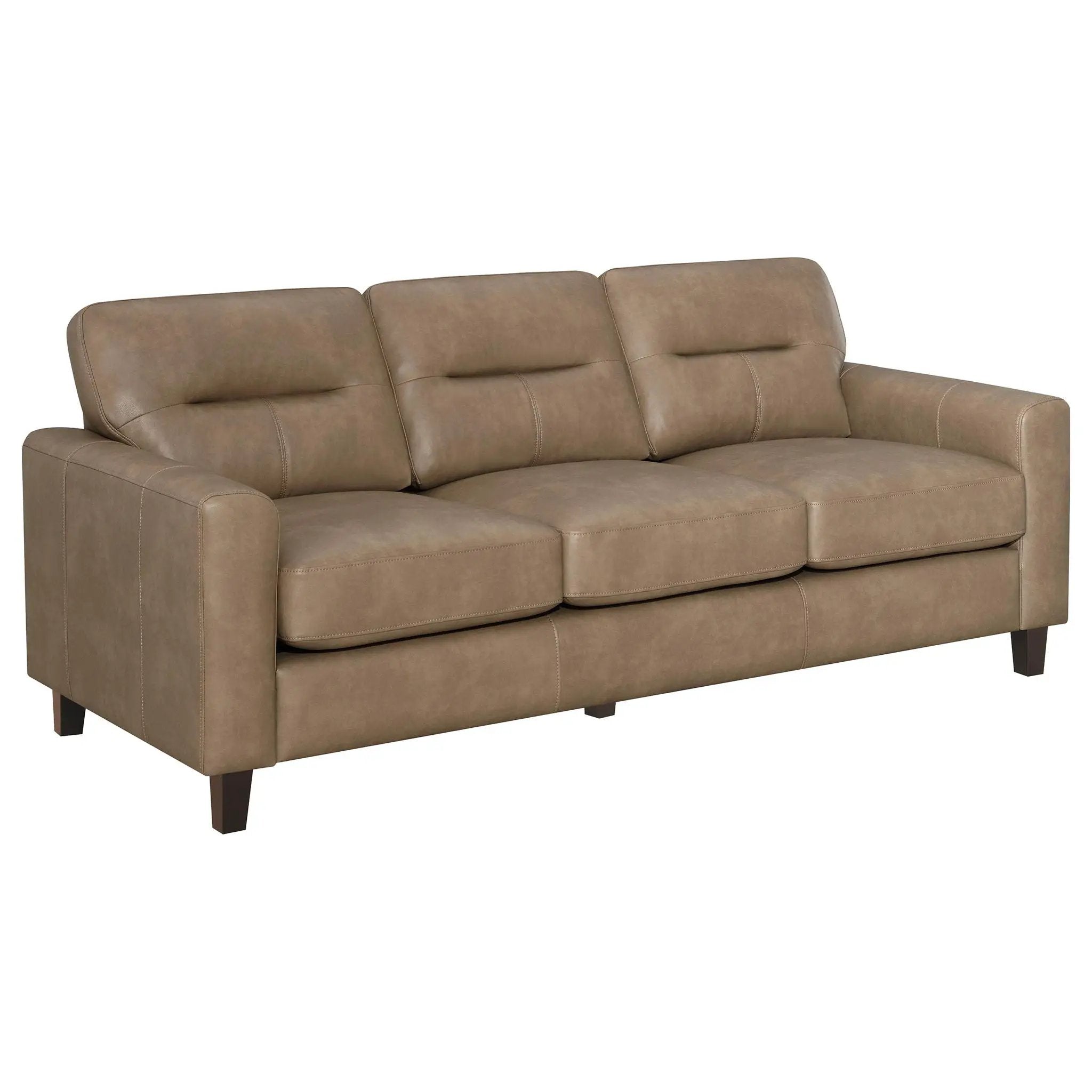 Scotland Faux Leather Upholstered Track Arm Sofa Brown by Unique Piece Furniture