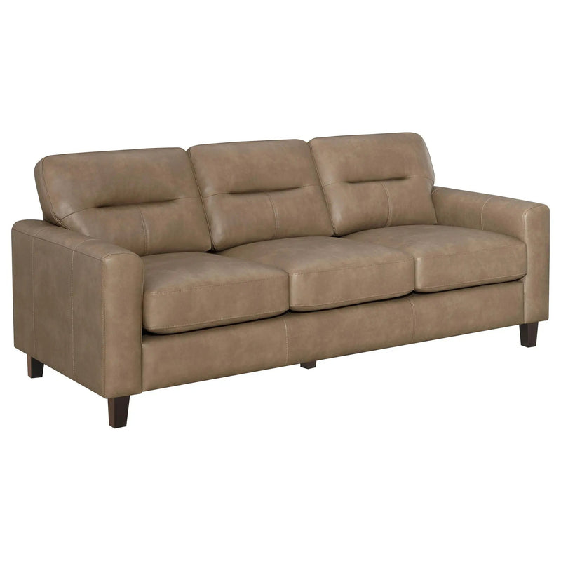 Scotland Faux Leather Upholstered Track Arm Sofa Brown by Unique Piece Furniture
