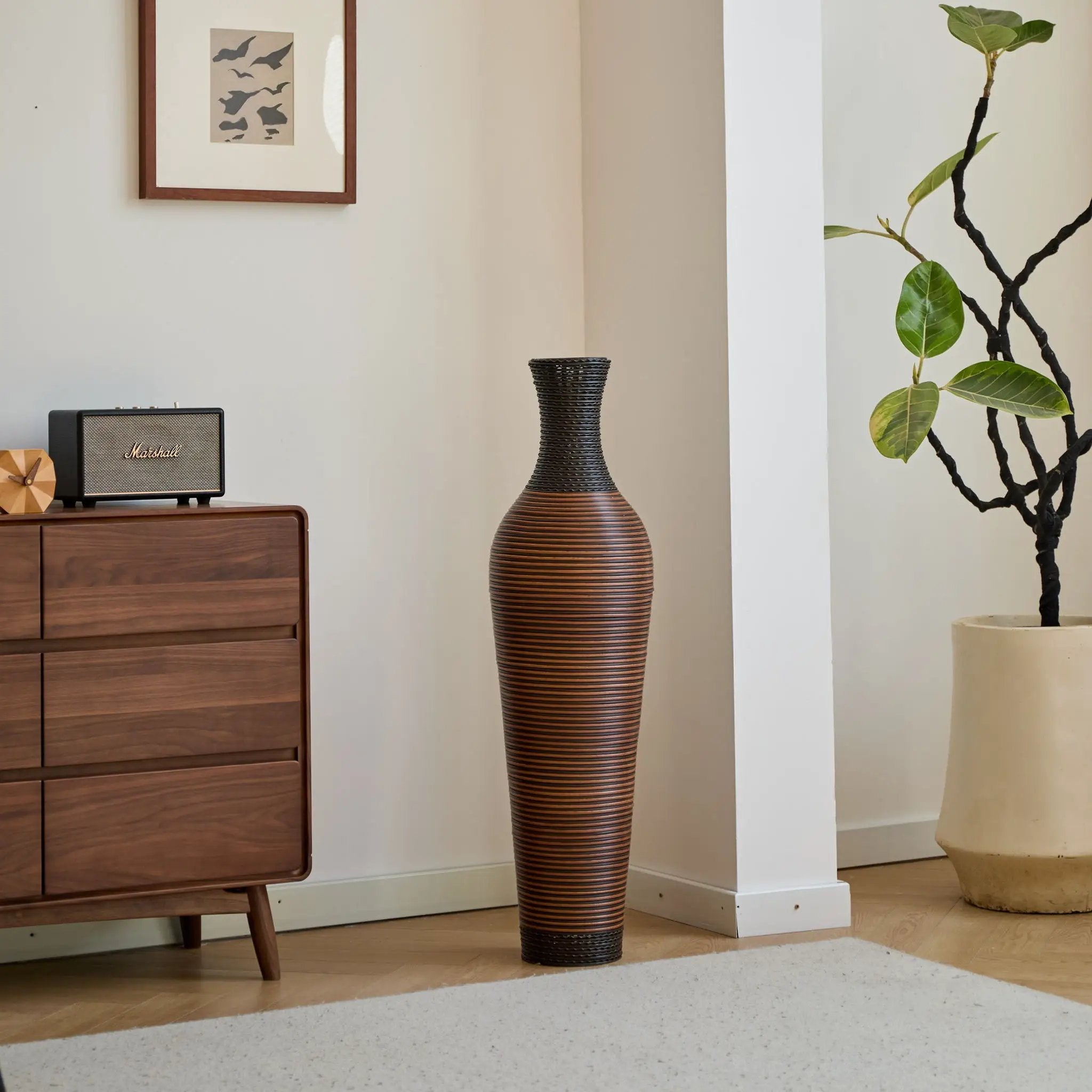Tall Standing Designer Floor Vases With Elegant 2 Tone Finishes Ideal For Decorating Living Rooms, Bedrooms, Entryways Perfect For Decorating Your Home - Black / Gray by HouseOfZazla