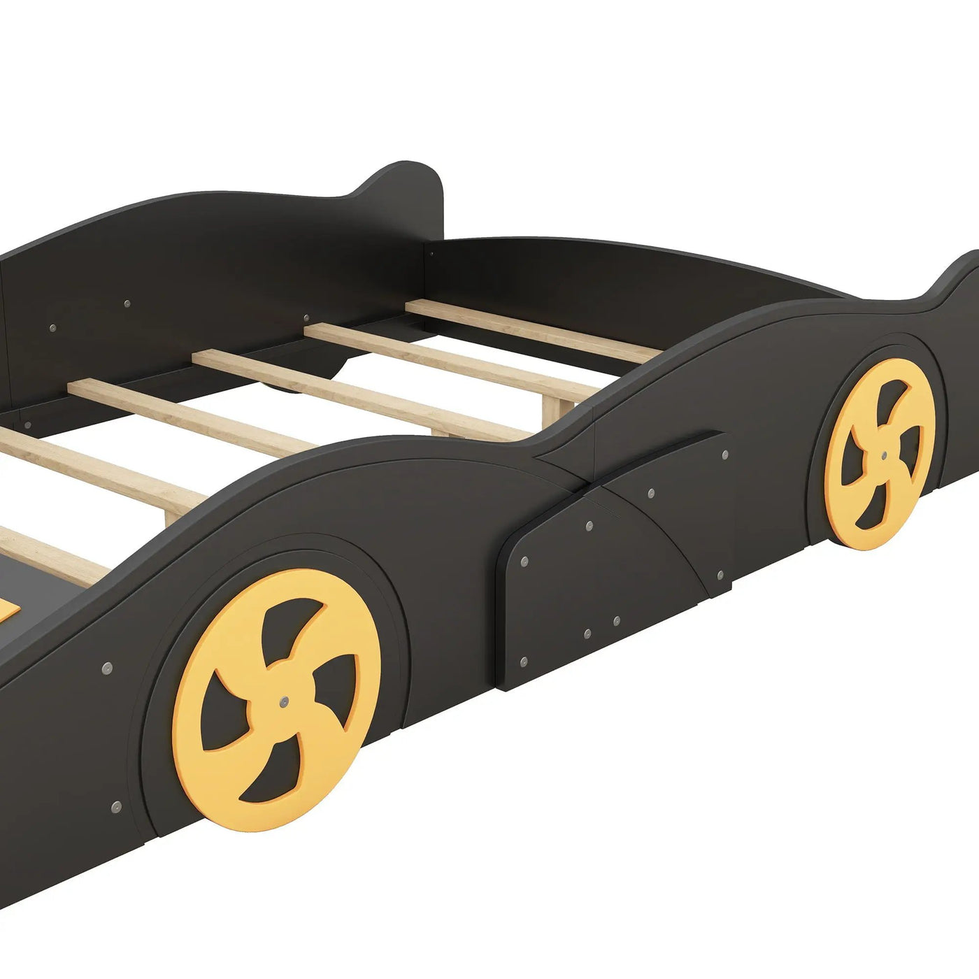 Race Car Shaped Platform Bed With Wheels And Storage by HouseOfZazla