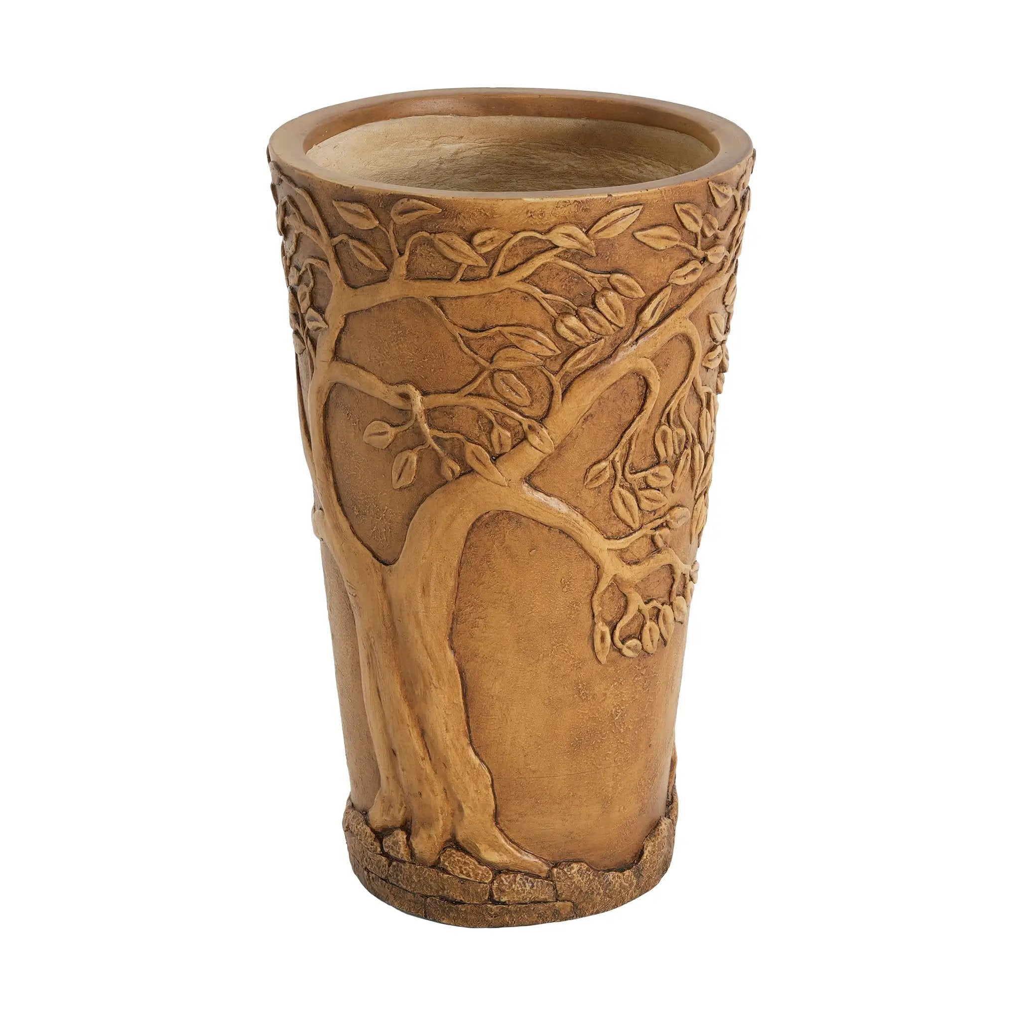 Tall Antique Bronze Tree-Embossed MGO Planter by HouseOfZazla