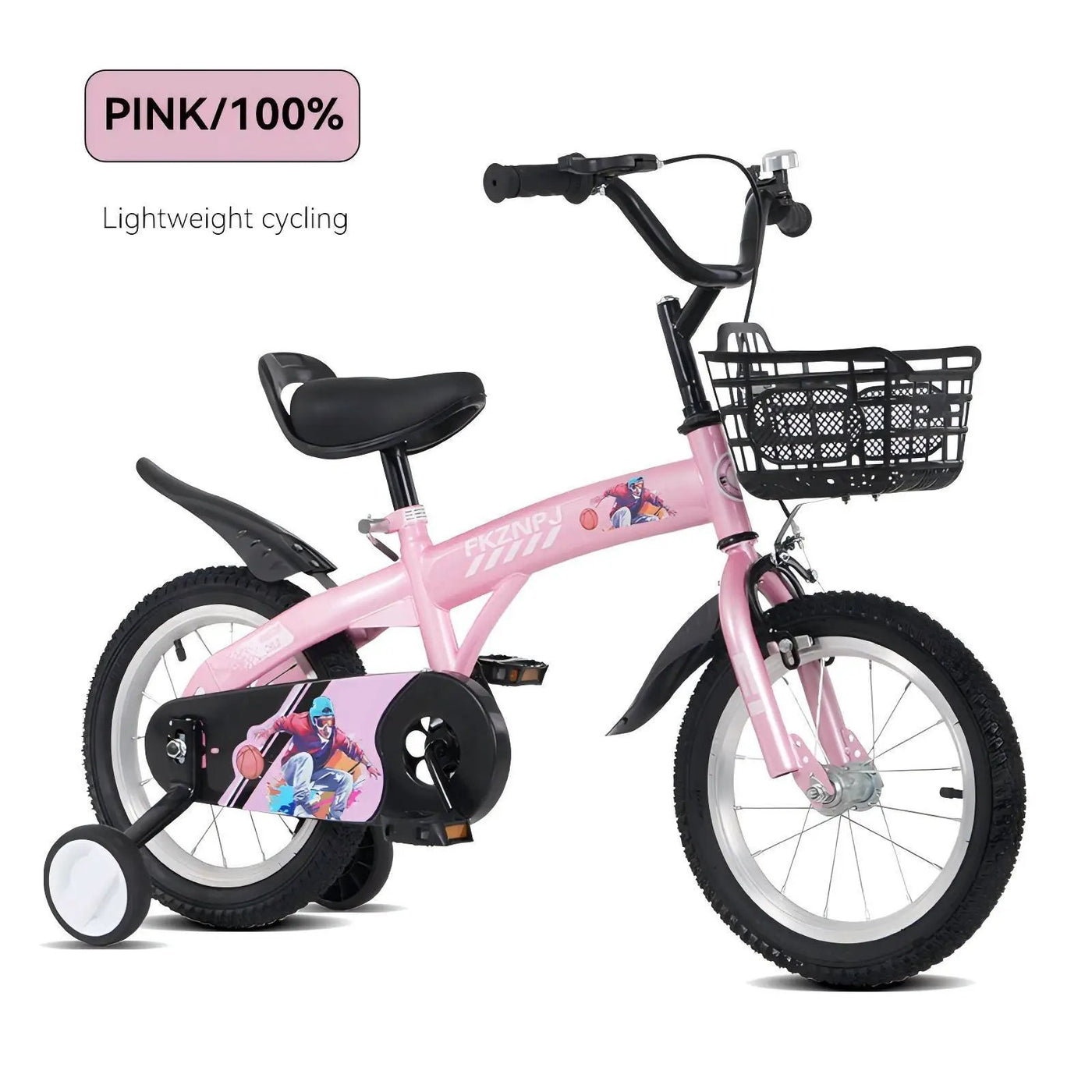 Fkznpj - 16" Sporty Kids Bike With Training Wheels And Stand Adjustable Saddle Suitable For Boys And Girls Aged 4 - 8 Years Tall Height 41 - 46" Available In A Variety Of Colors by HouseOfZazla