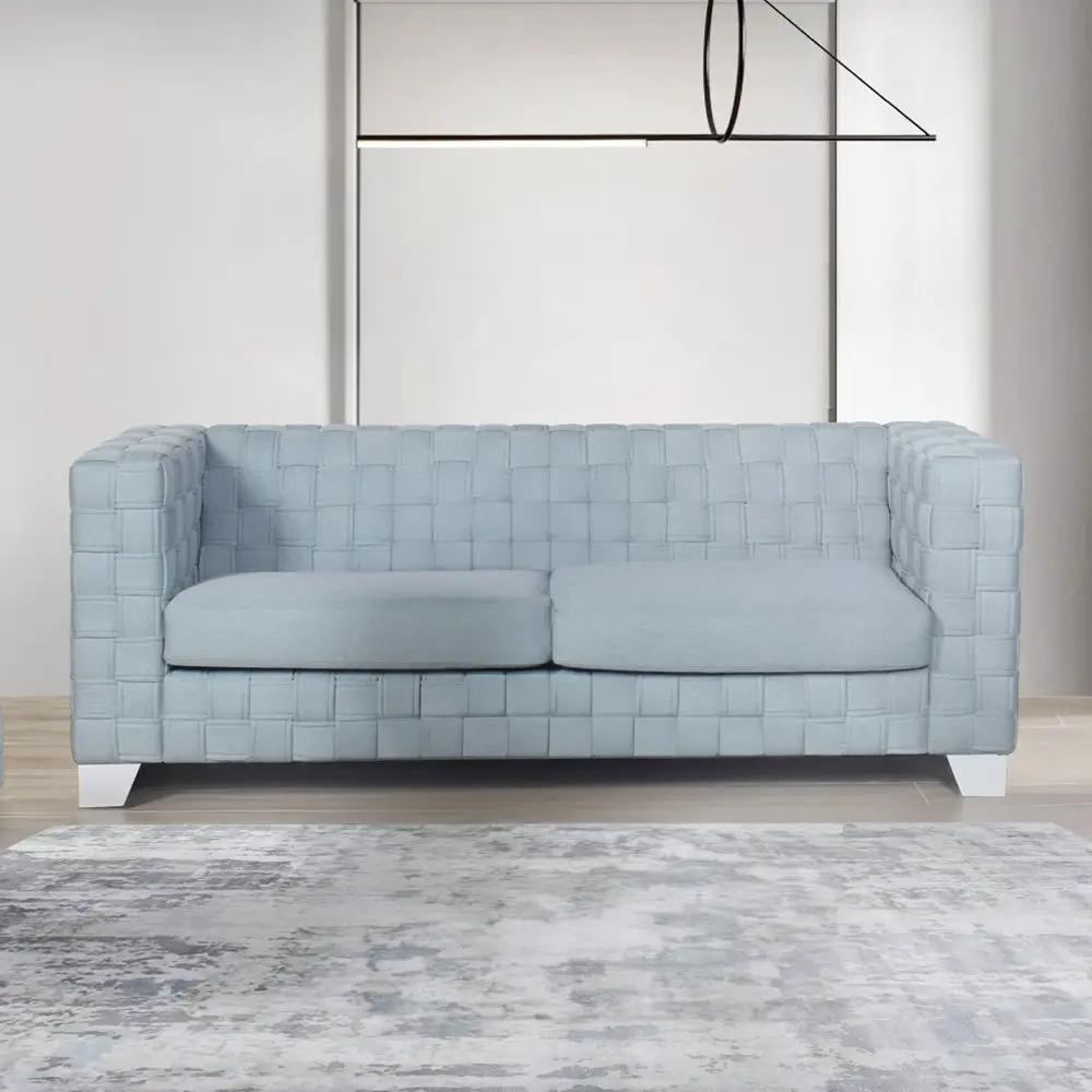 Saree - Sofa - Light Teal Chenille & White by Unique Piece Furniture