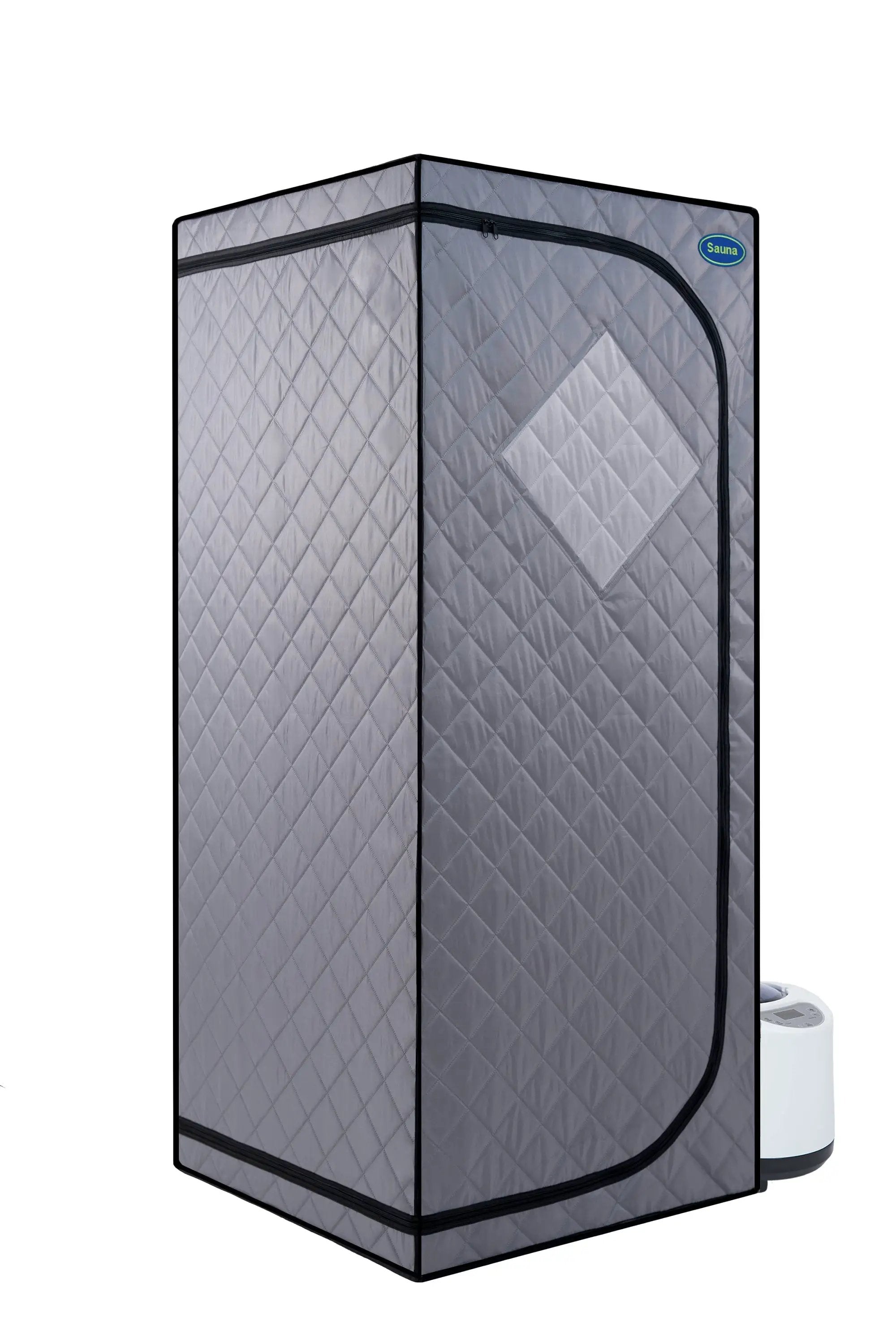 Full Size Portable Grey Steam Sauna tent–Personal Home Spa, with Steam Generator, Remote Control, Foldable Chair, Timer and PVC Pipe Connector Easy to Install.Fast heating, with FCC Certification by HouseOfZazla