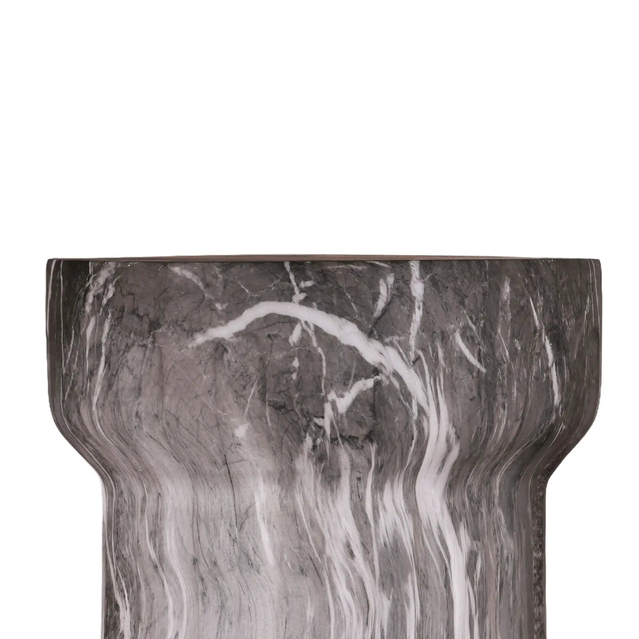 Round Geometric Outdoor End Table - Marble