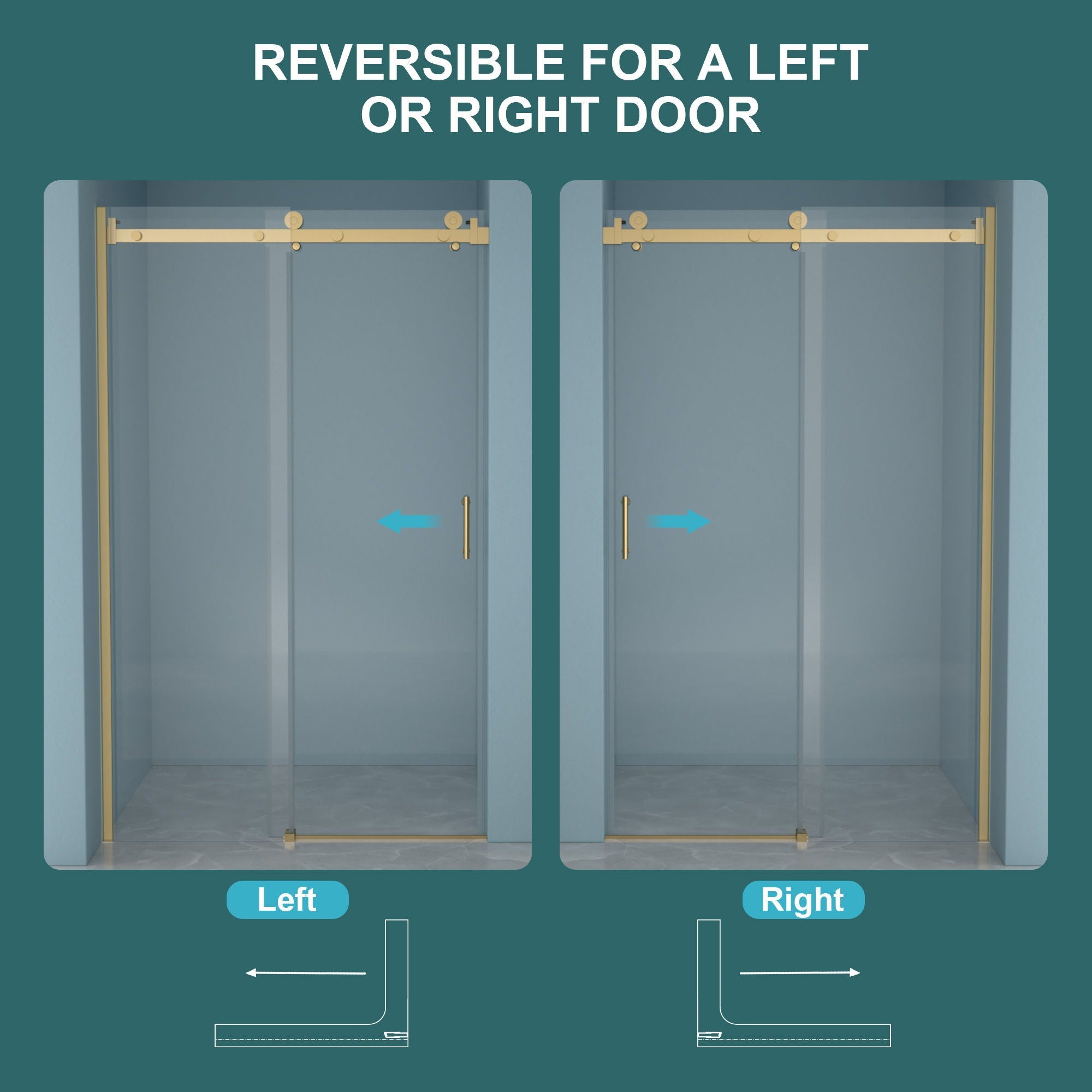 Modern Single Slide Shower Door, Tempered Glass, Stainless Steel Frame by HouseOfZazla