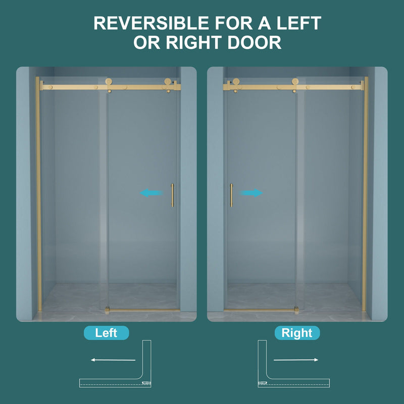 Modern Single Slide Shower Door, Tempered Glass, Stainless Steel Frame by HouseOfZazla