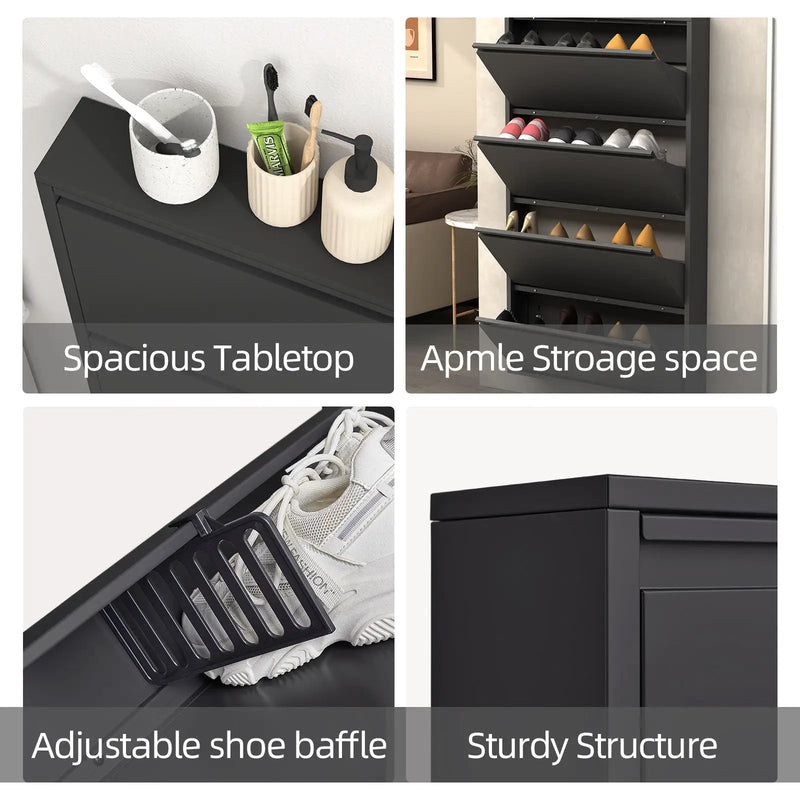 Metal Shoe Cabinet with 4 Flip Drawers by HouseOfZazla