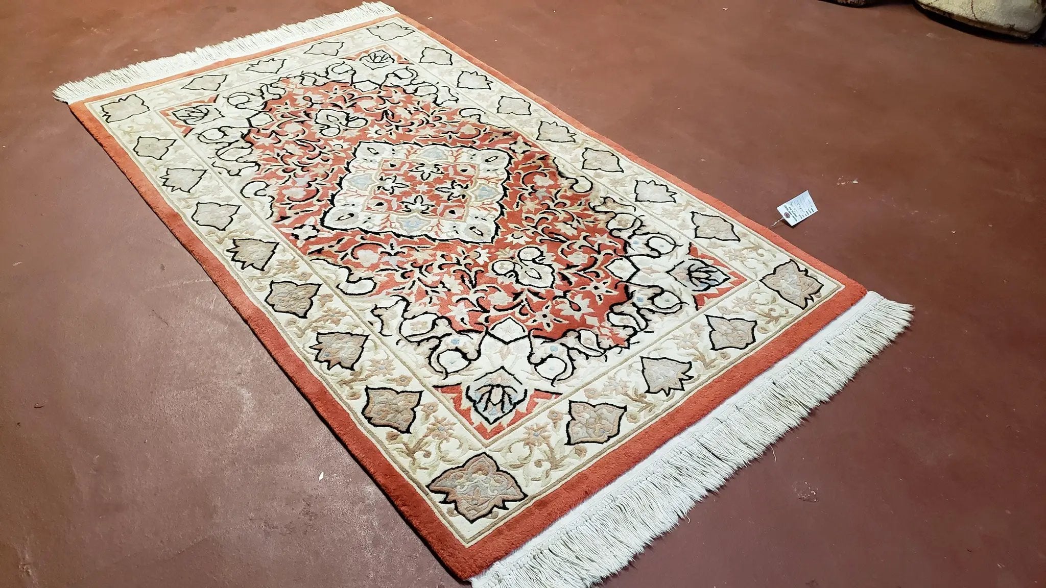 3x5 Red Chinese Plush Rug, Hand Knotted Soft Wool Carpet, Medallion Rug, Fine Vintage Rug, 120 Line, Small Area Rug by Jewel Rugs