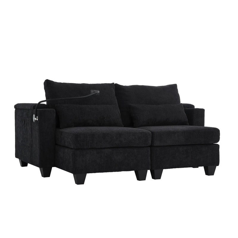 Convertible Chaise Lounge Sofa Chair With USB Ports, Cup Holders, Phone Holder And Storage by HouseOfZazla
