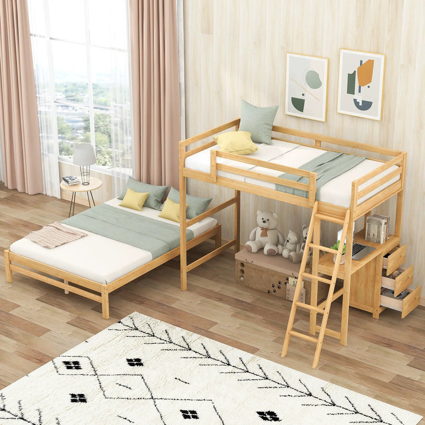 Bunk Bed With Built In Desk And 3 Drawers by HouseOfZazla
