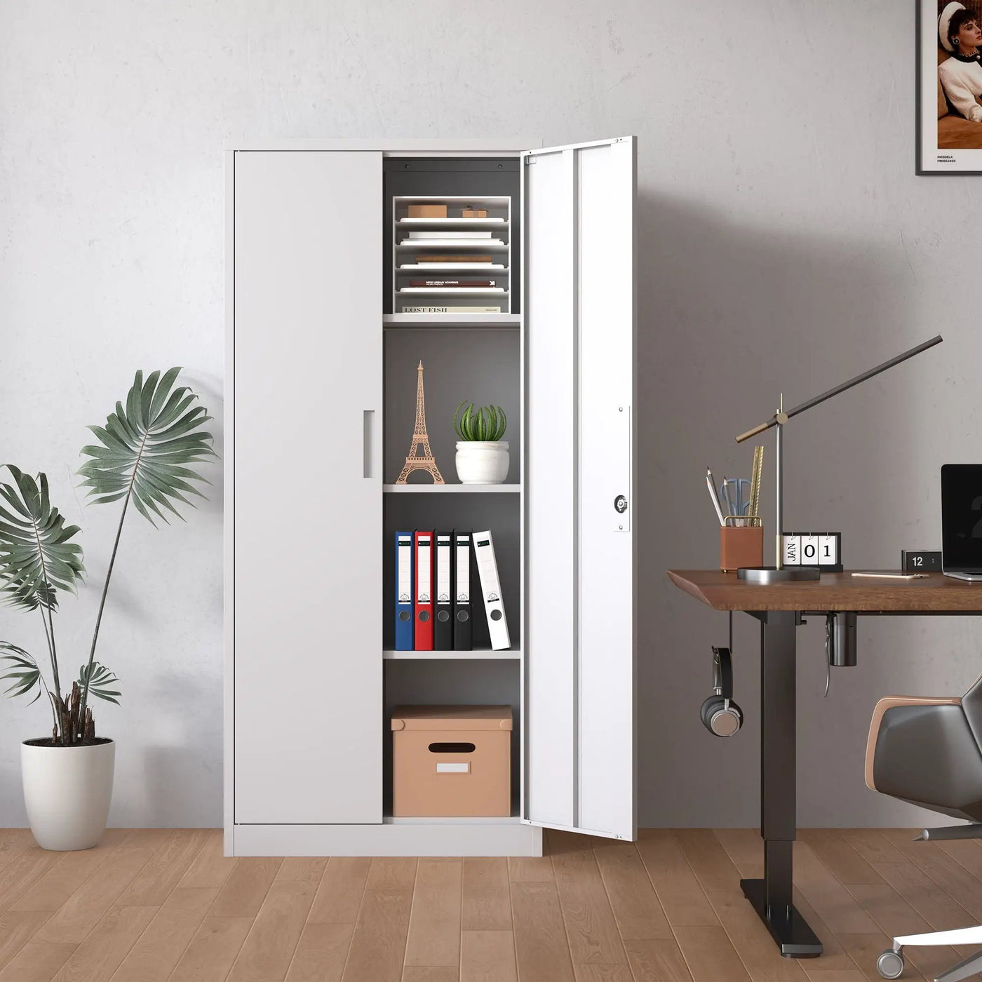 Heavy Metal Garage Storage Cabinet With Locking Doors, Steel, Adjustable Shelves by HouseOfZazla