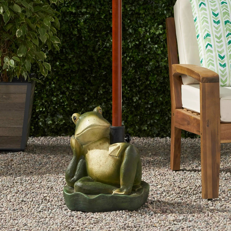 Charming Frog Prince Umbrella Base With Concrete Design - Green by HouseOfZazla