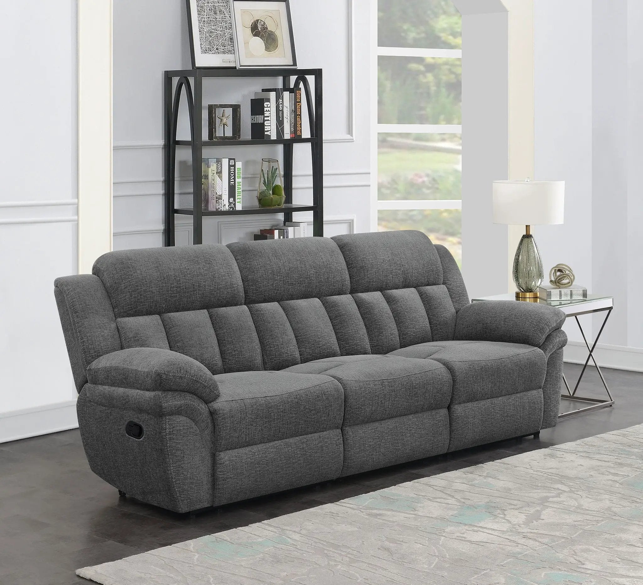 Bahrain Upholstered Motion Sofa Charcoal by Unique Piece Furniture