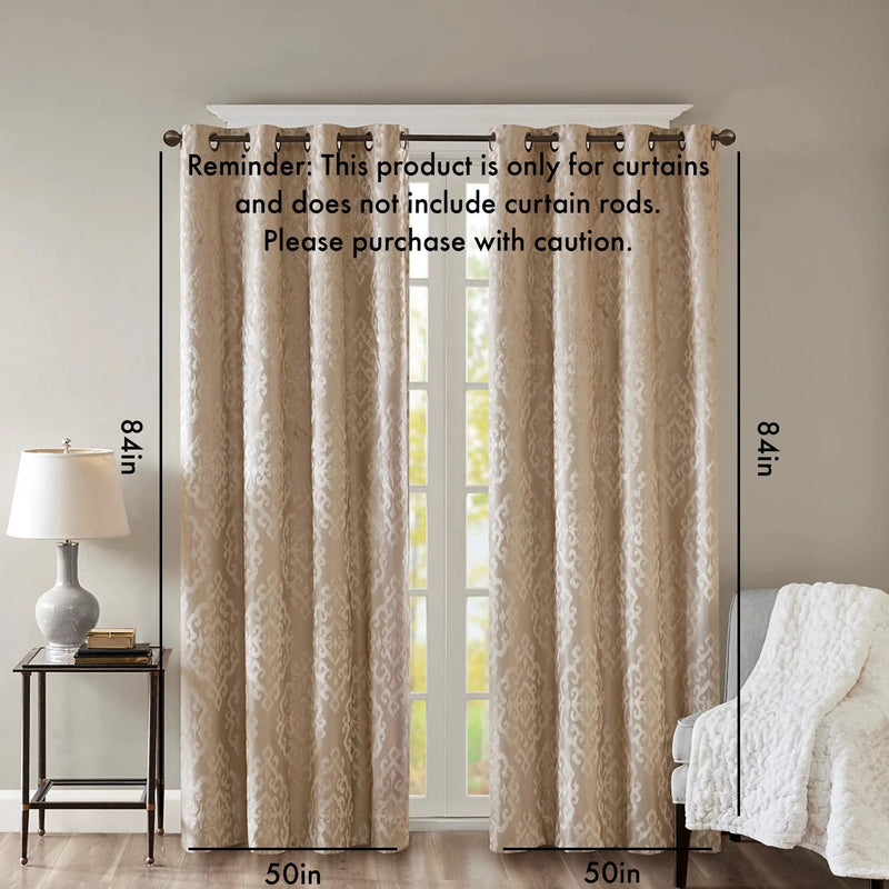 Knitted Jacquard Damask Total Blackout Grommet Top Curtain Panel by HouseOfZazla