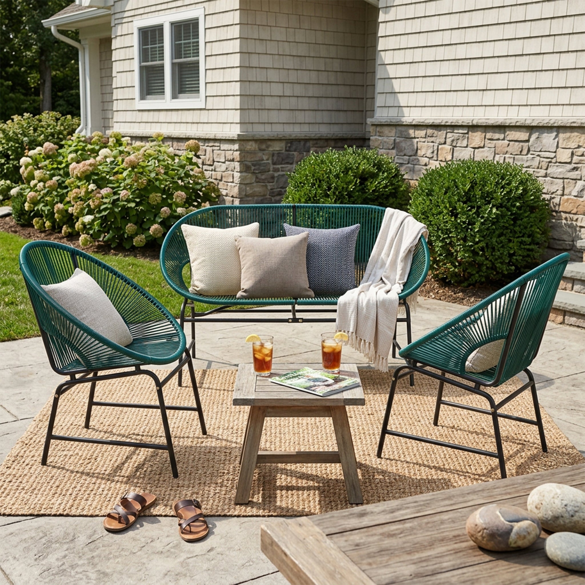 Nusa Outdoor Patio Wicker 3-Piece Chat Set by HouseOfZazla