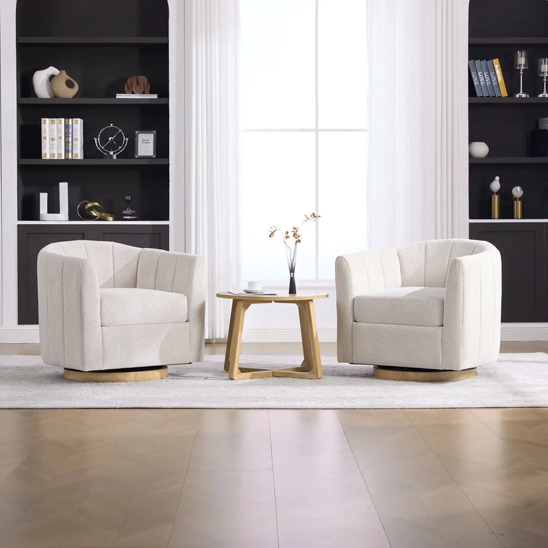 Upholstered Chenille Swivel Barrel Chair by HouseOfZazla