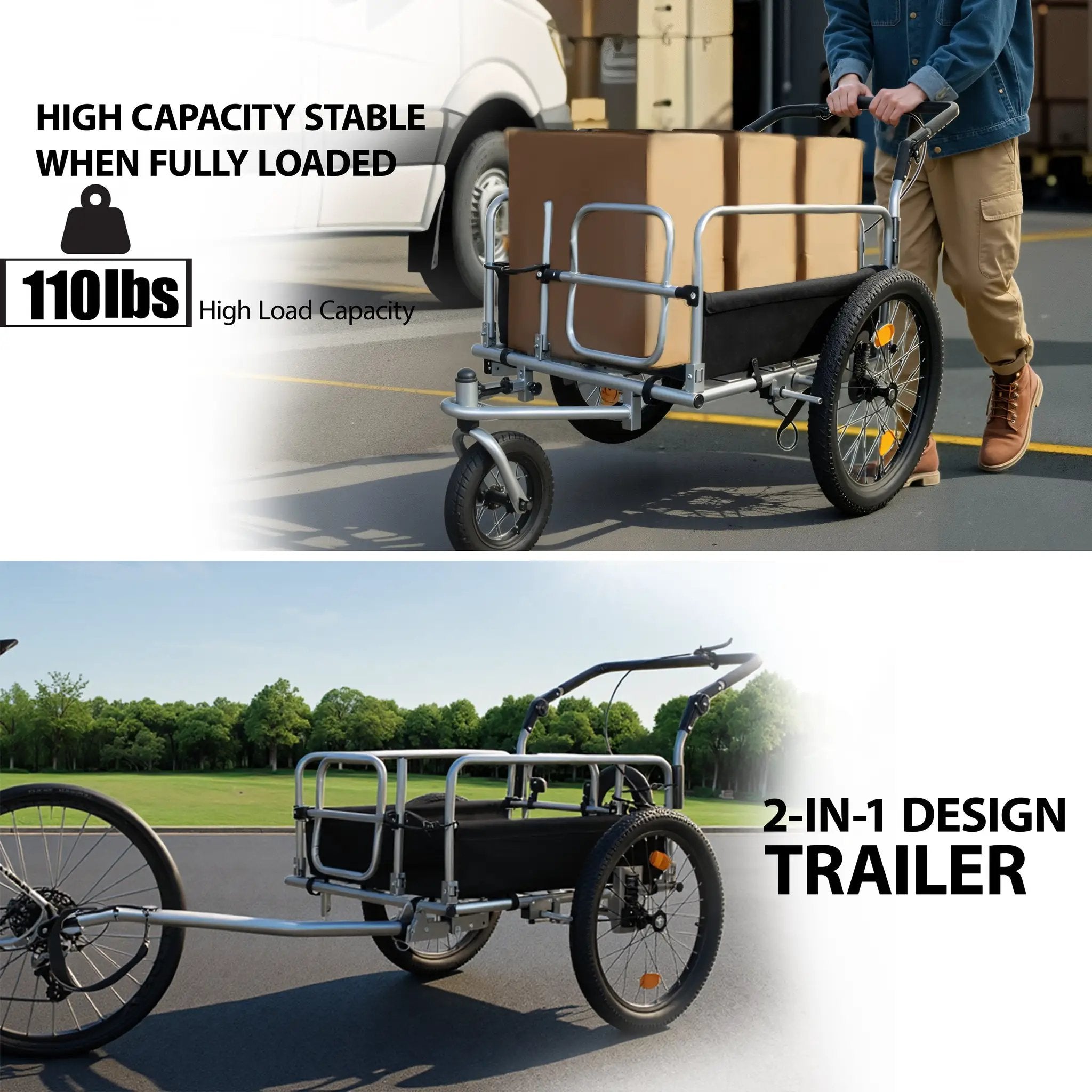 3-in-1 Heavy-Duty Bike Cargo Trailer by HouseOfZazla