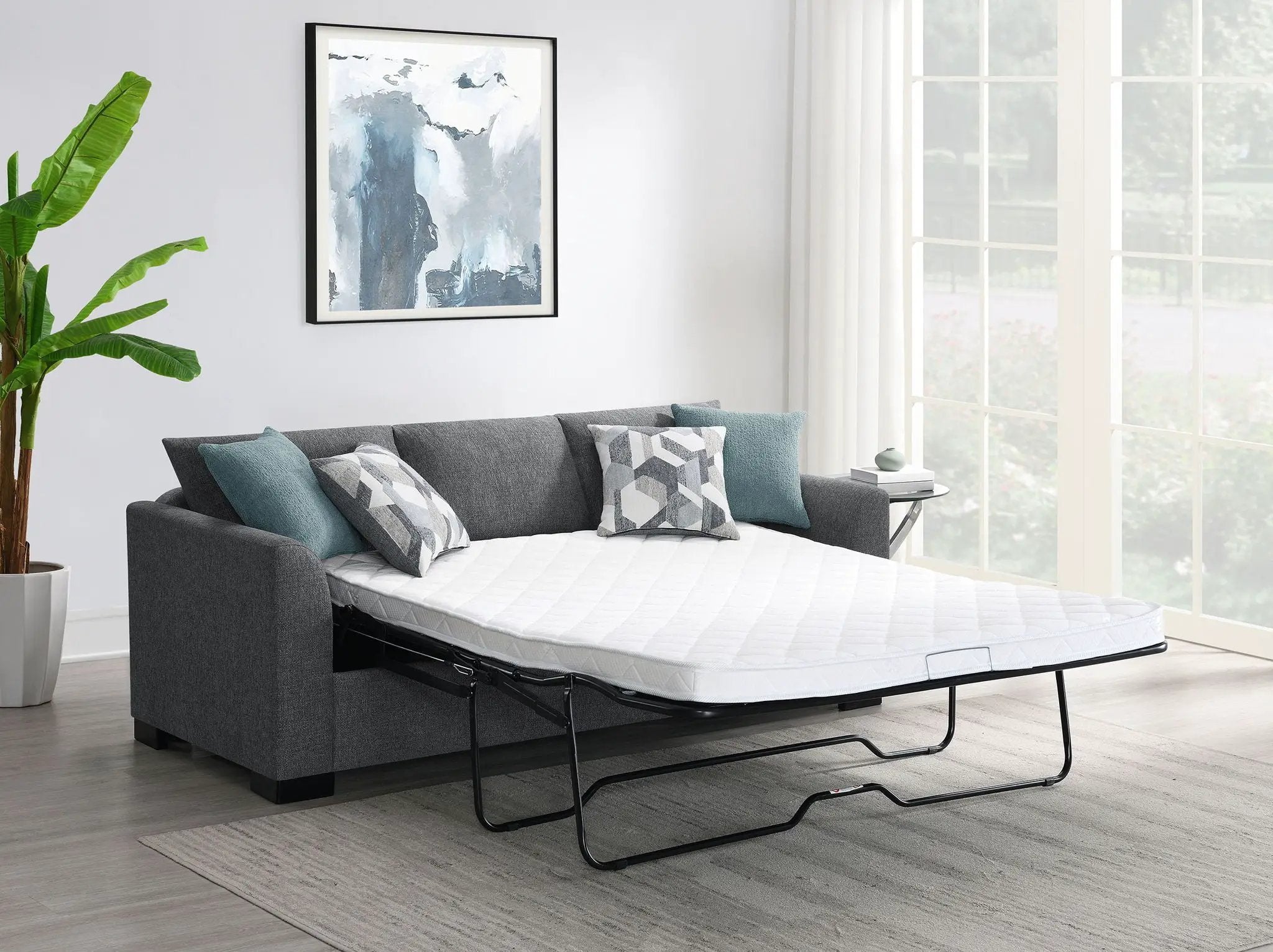 Storey Upholstered Sleeper Sectional Chaise Sofa Grey by Unique Piece Furniture