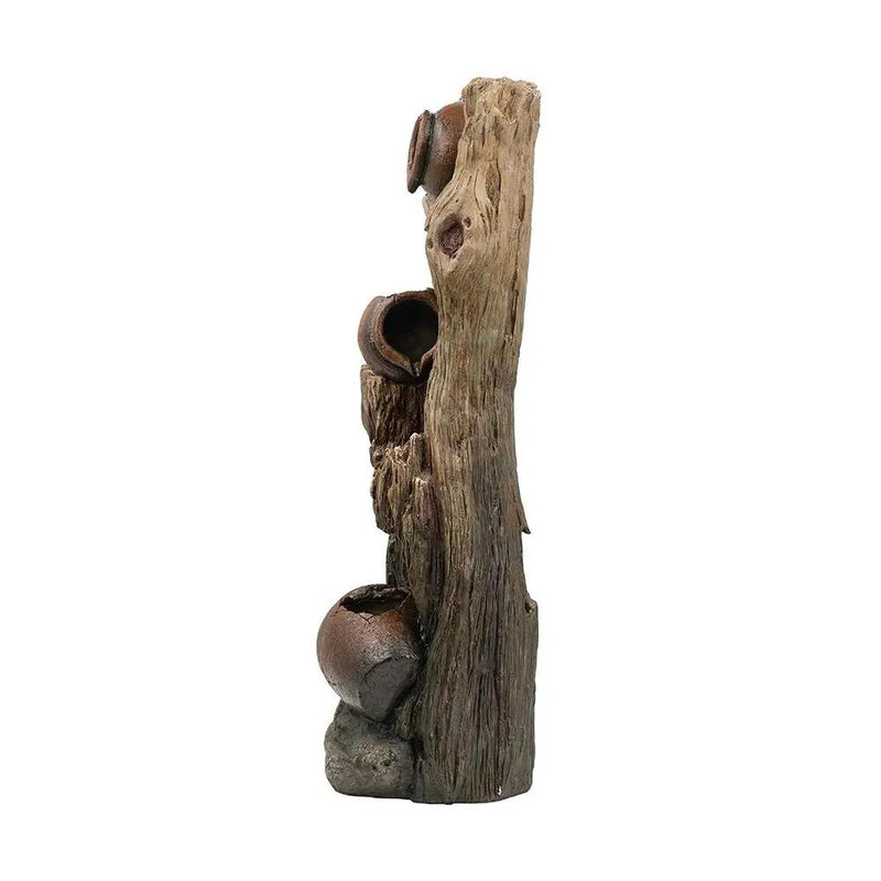 Decorative 3 Tier Tree Trunk Fountain With Lights And Pump - Brown by HouseOfZazla