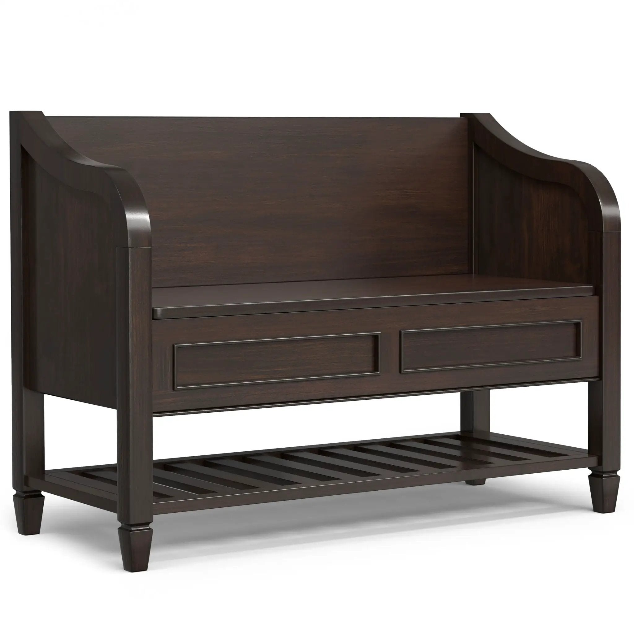 Connaught - Entryway Storage Bench With Shelf - Chestnut by HouseOfZazla