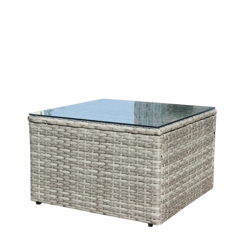 4 Piece Patio Sectional Wicker Rattan Outdoor Furniture Sofa Set with Storage Box Grey by HouseOfZazla